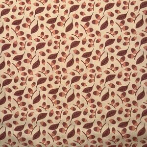Acorns and Leaves on Beige Cotton Print Fabric - 1/2 Yard - Fall Harvest Brown